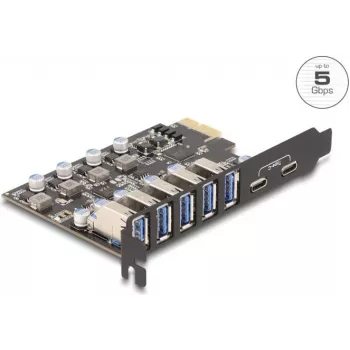 DELOCK PCI Express x1 karte 90346 — 5 Gbps, 5x ārējie porti