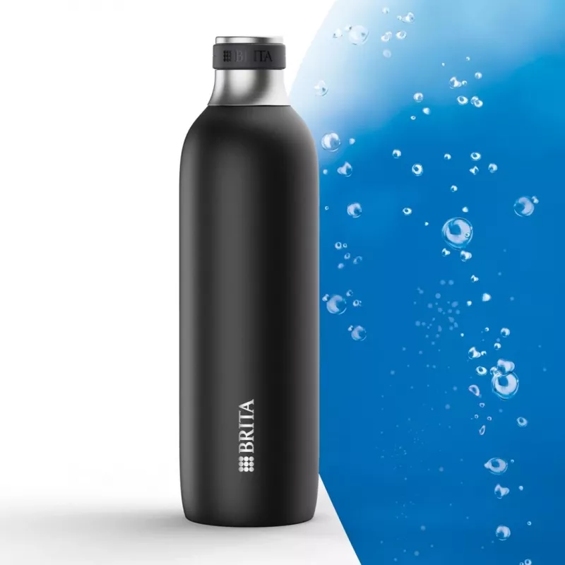 BRITA gāzēšanas pudele 650 ml, nerūsējošais tērauds, melna, piemērota trauku mazgājamajai mašīnai