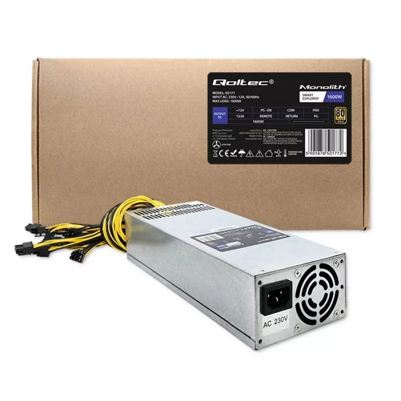 Qoltec 50177 PCI-E barošanas avots Smart 1600W | 80 Plus Gold - Data mining
