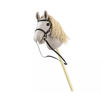 Plīša rotaļu zirgs uz kociņa Milly Mally 6626 Gaiši pelēks – milly mally mīkstā rotaļlieta, jājamzirdziņš uz kociņa
