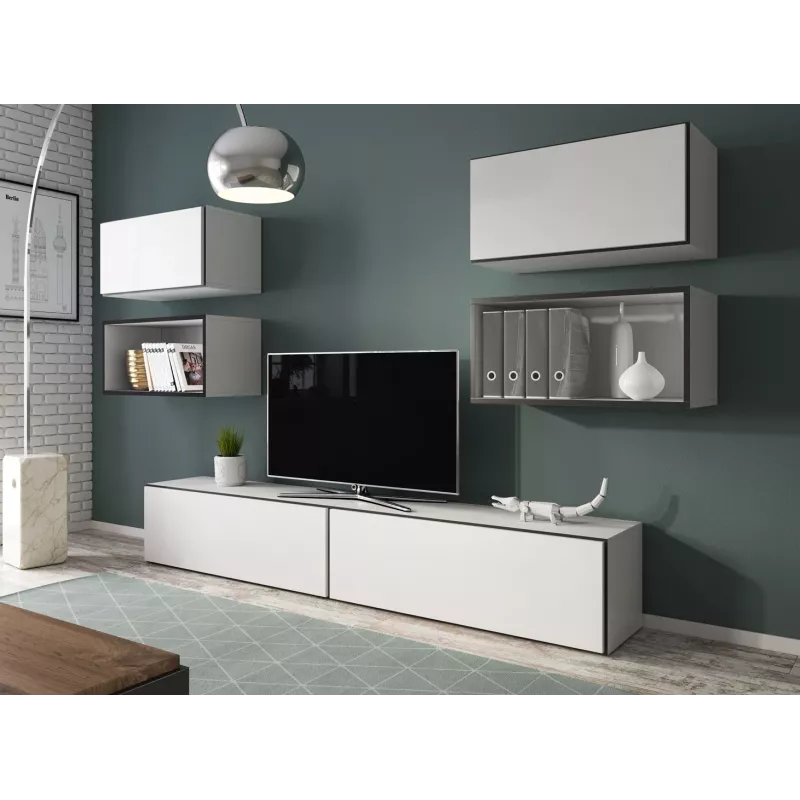 Cama living room furniture set ROCO 3 (2xRO3+2xRO4+2xRO1) Balts/Melns/Balts