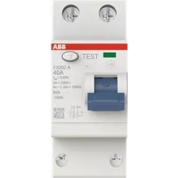 ABB noplūdes strāvas aizsardzības slēdzis FX202A-40/0.03 2P A tips 40A 30mA (2CSF202165R1400)