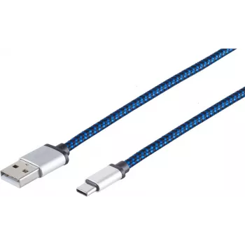 USB kabelis S/CONN 14-50021 USB 2.0 0.9m USB A USB C zils