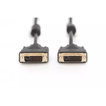 DIGITUS - DVI kabelis - Dual Link - DVI-D (M) - DVI-D (M) - 5,0m - liets, īkšķa skrūves - melns (AK-320101-050-S)