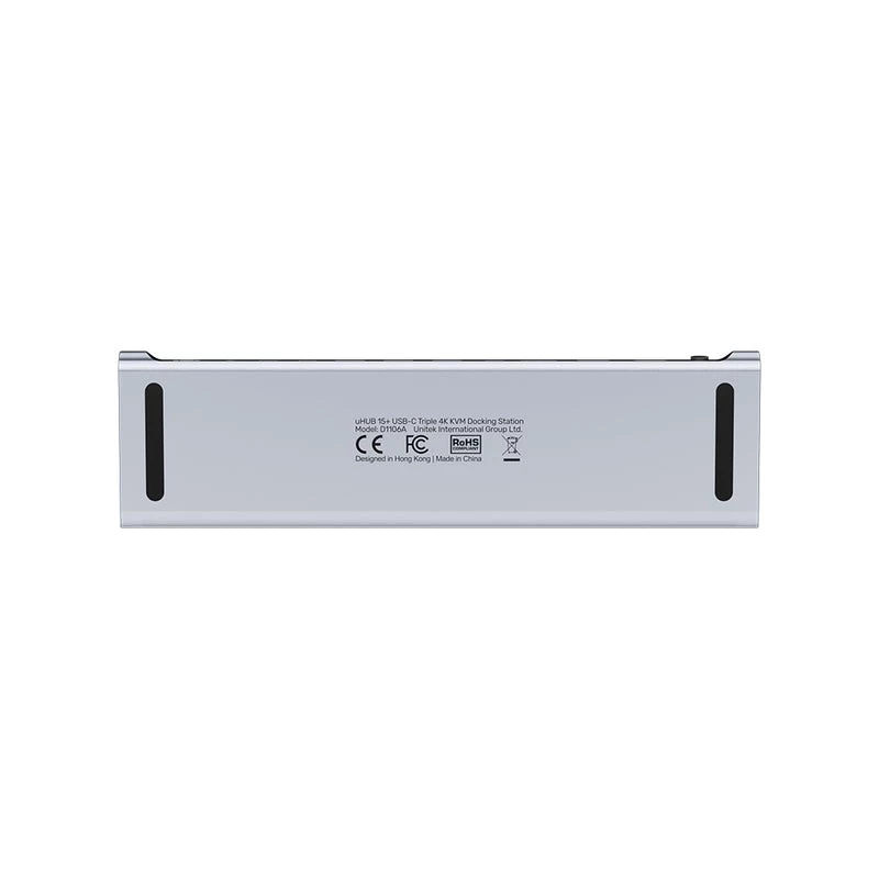 KVM slēdzis Unitek D1106AGY01 USB-C trīskāršs 4K dokstacija ar KVM, 3x USB-A, 5x USB-C, HDMI×2, DP×1, RJ-45, SD lasītājs, 3840×2160@60Hz, alumīnijs