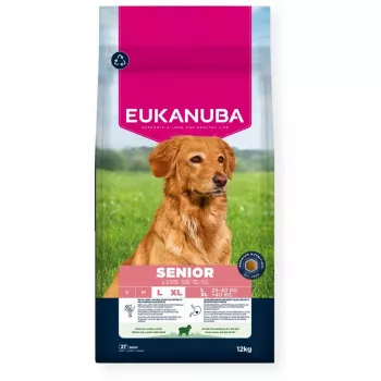 Sausā suņu barība EUKANUBA Senior Large Lamb and Rice 12 kg — lieliem senioru suņiem, 24% olbaltumvielu, 12% tauku