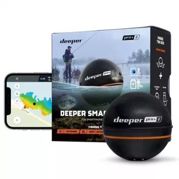 Portable fish finder deeper Smart Sonar PRO+ 2 sonar 675 kHz, 100 m range, 65×65×65 mm, Li‑Ion 950 mAh