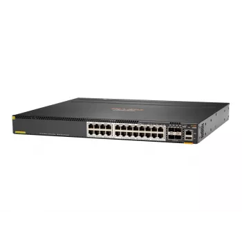 Hewlett Packard Enterprise HPE Aruba 6300M - Slēdzis - L3 - pārvaldīts - 24 x 1/2,5/5/10GBase-T + 4 x 1 Gigabits / 10 Gigabits / 25 Gigabits / 50 Gigabits SFP56 (Augšupielāde / Sakraušana) - Priekšpuse