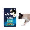 Mitrā kaķu barība Purina Felix ar augstu olbaltumvielu saturu 100 g paciņā — zivju un vistas garša, pieaugušiem kaķiem, iepakojumā 120 gab.