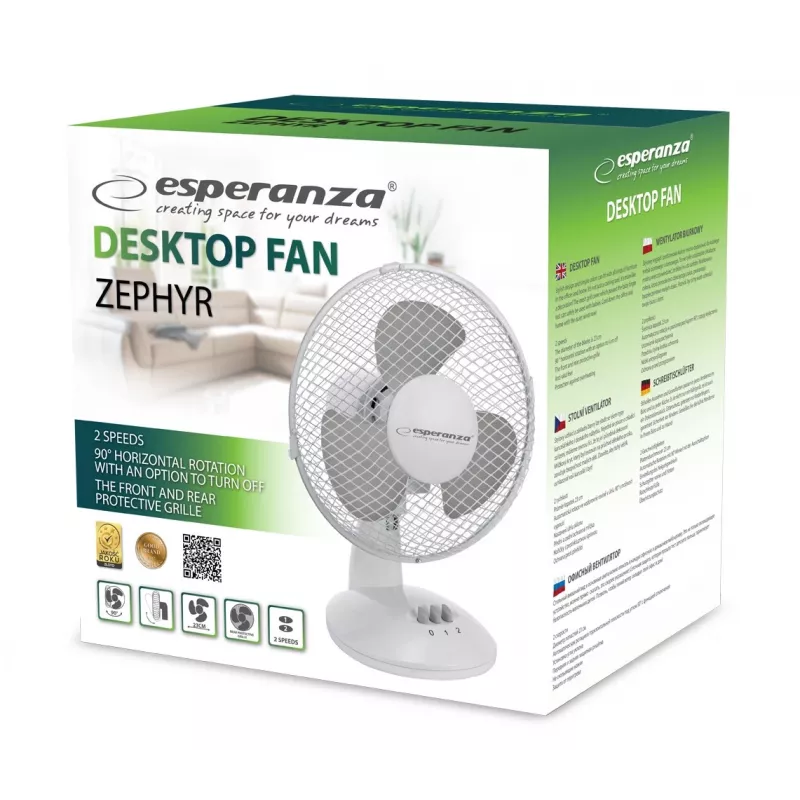 Galda ventilators 9 inch Esperanza EHF004WE ZEPHYR Balts-Pelēks