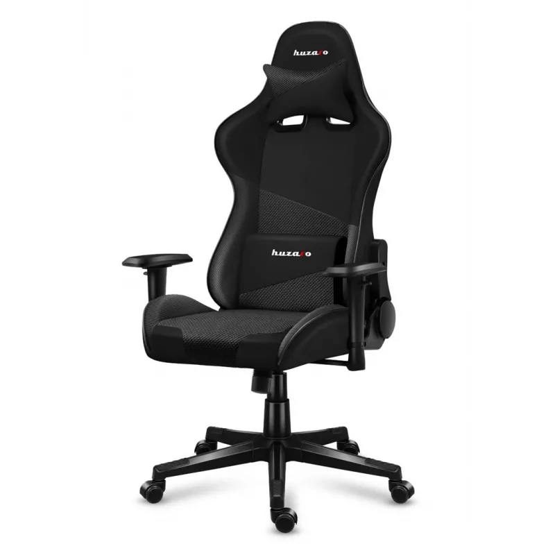 Spēļu krēsls huzaro Force 6.2 Carbon — ergonomisks spēļu atzveltnes krēsls, regulējams augstums 44–53,5 cm, maksimālā slodze 130 kg, sieta sēdeklis, polsterēta atzveltne