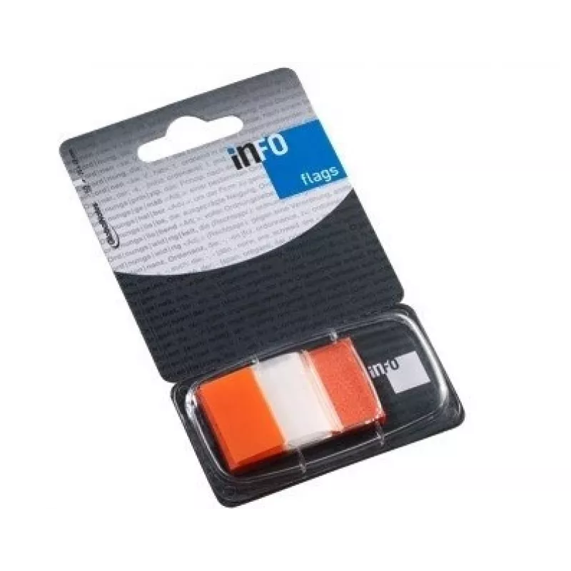 Papīra indeksa Globālās piezīmes, 25x43mm, oranžas, plastmasa (1x50) 0718-205
