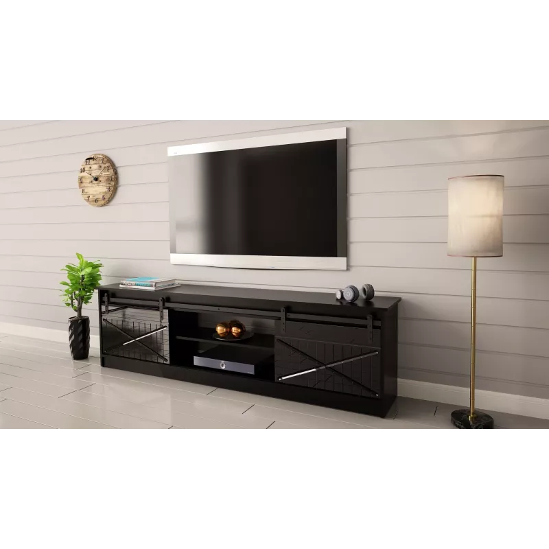 RTV GRANERO 200x56.7x35 melns/melns glancēts Skapis