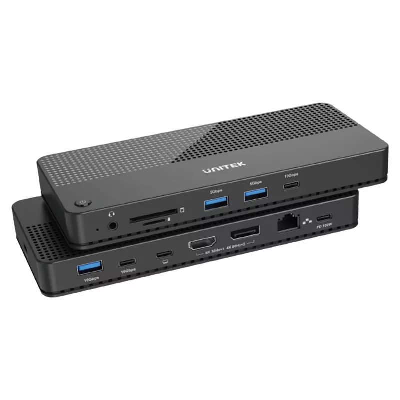 Dokstacija UNITEK D1079A USB4 vadu melna 100W barošanas padeve