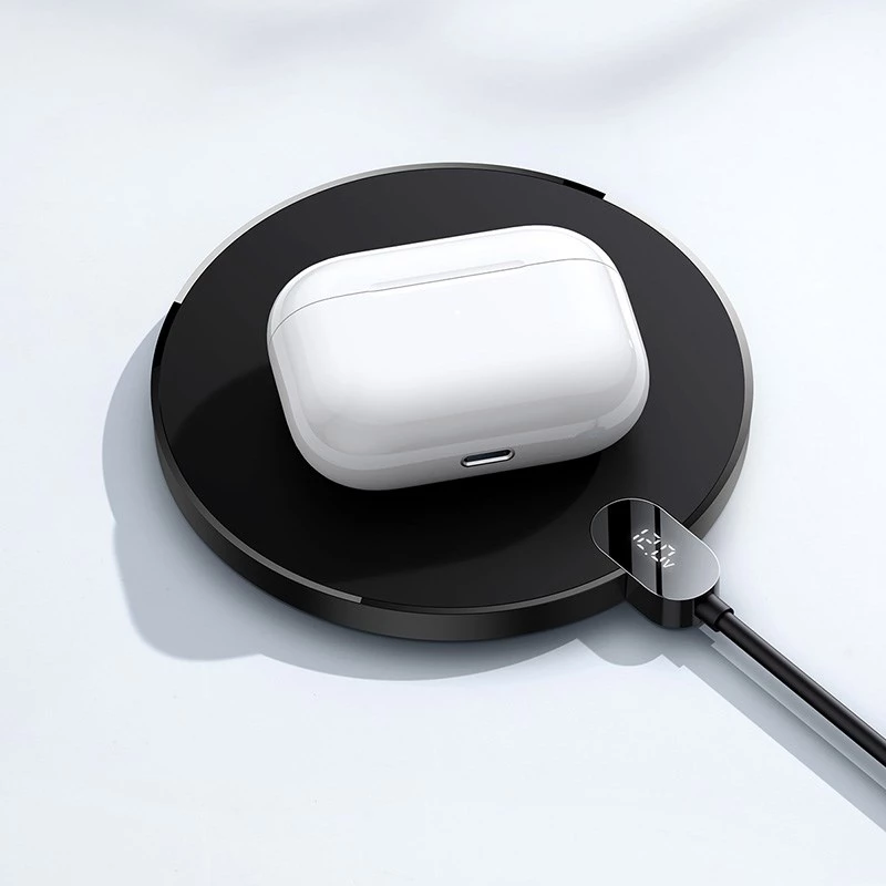 Baseus CCED000001 mobilās ierīces lādētājs austiņām, viedtālrunim Melns USB Bezvadu uzlāde Iekštelpām