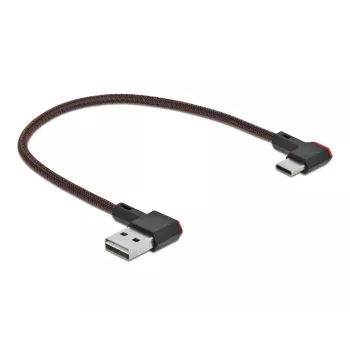 USB kabelis DeLOCK EASY-USB 2.0 Type-A vīr. – Type-C vīr. leņķveida 0,2 m melns