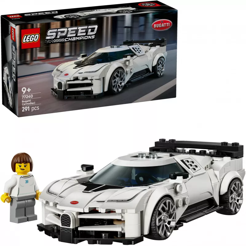 LEGO konstruktora komplekts Bugatti Centodieci Speed Champions 77240 — 291 detaļa, 1 minifigūra, vecumam 9+