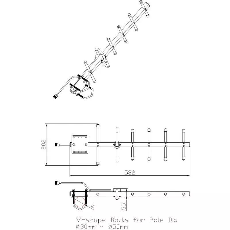Virziena Jagi antena ALLNET ANT-868-10dbi-Yagi 868 MHz, 10 dBi, N-sieviešu