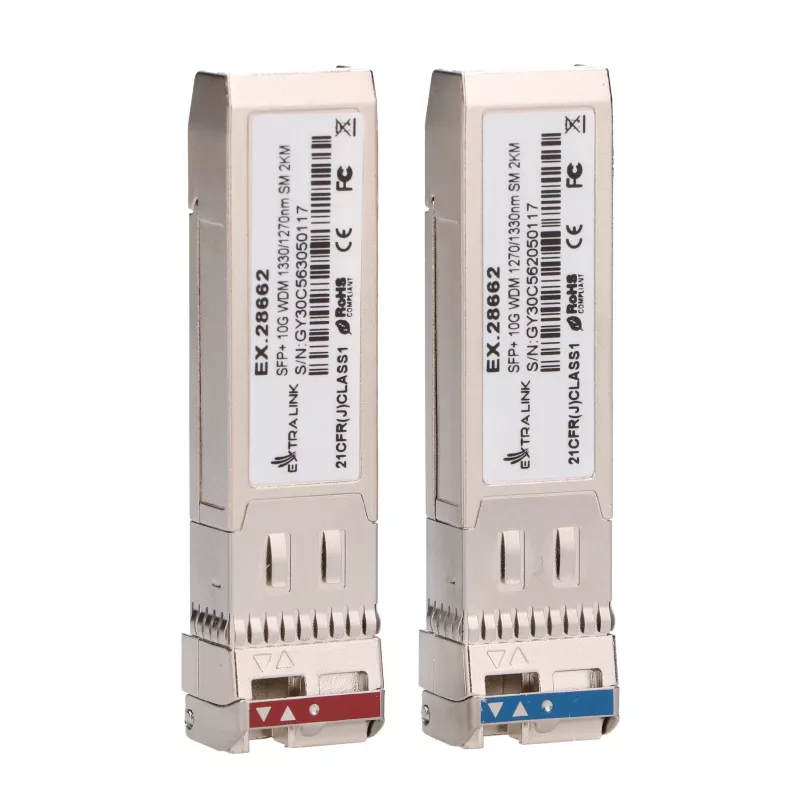 Extralink SFP+ 10G | SFP+ WDM modulis | 10Gbps 1270/1330nm, viena režīma, 2km, pāris
