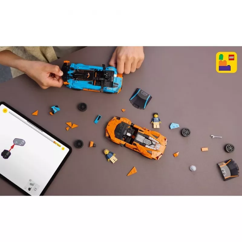 Konstruktors LEGO Speed Champions komplekts 77238 — Lamborghini Revuelto & Huracán STO, 607 detaļas, 2 minifigūras, ieteicamais vecums 10+