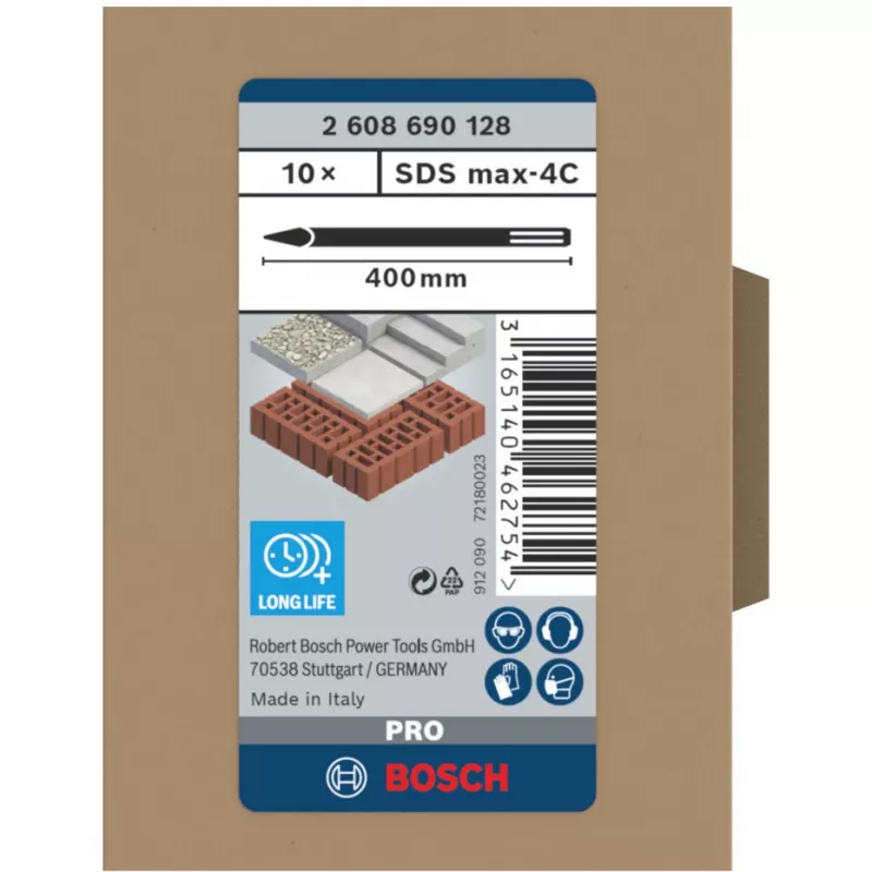 Rotējošā āmura kalta uzgalis Bosch 2 608 690 128 400 mm 10 gab.