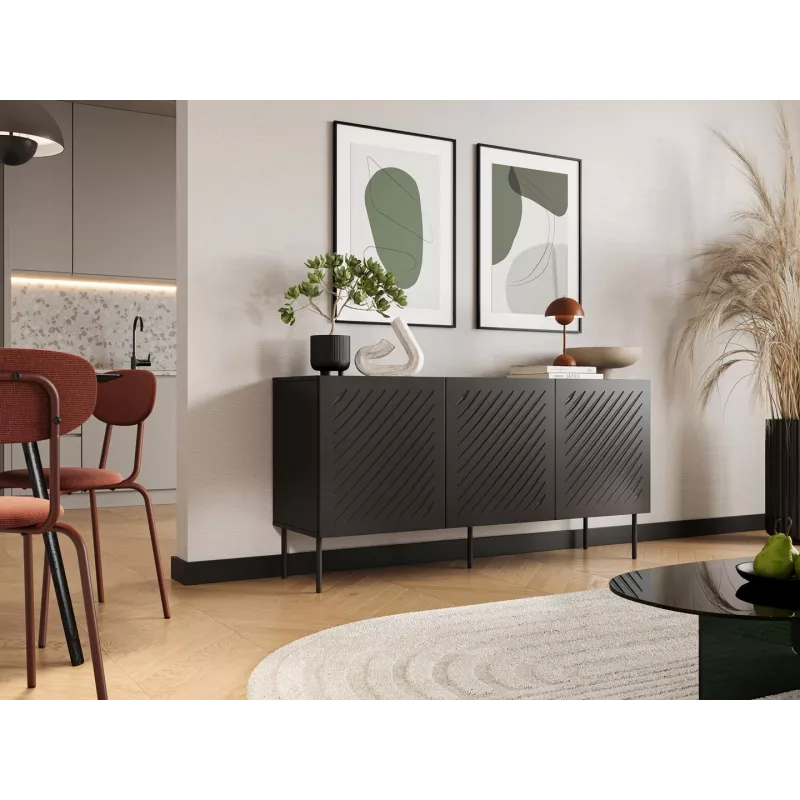 SIENA kumode 150.5x40x75 matēts melns