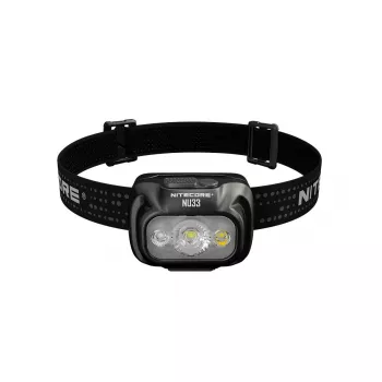 Galvas lukturītis Nitecore NU33, melns, 3 gaismas diodes, 700 lm, alumīnijs, USB uzlādējams, IP66