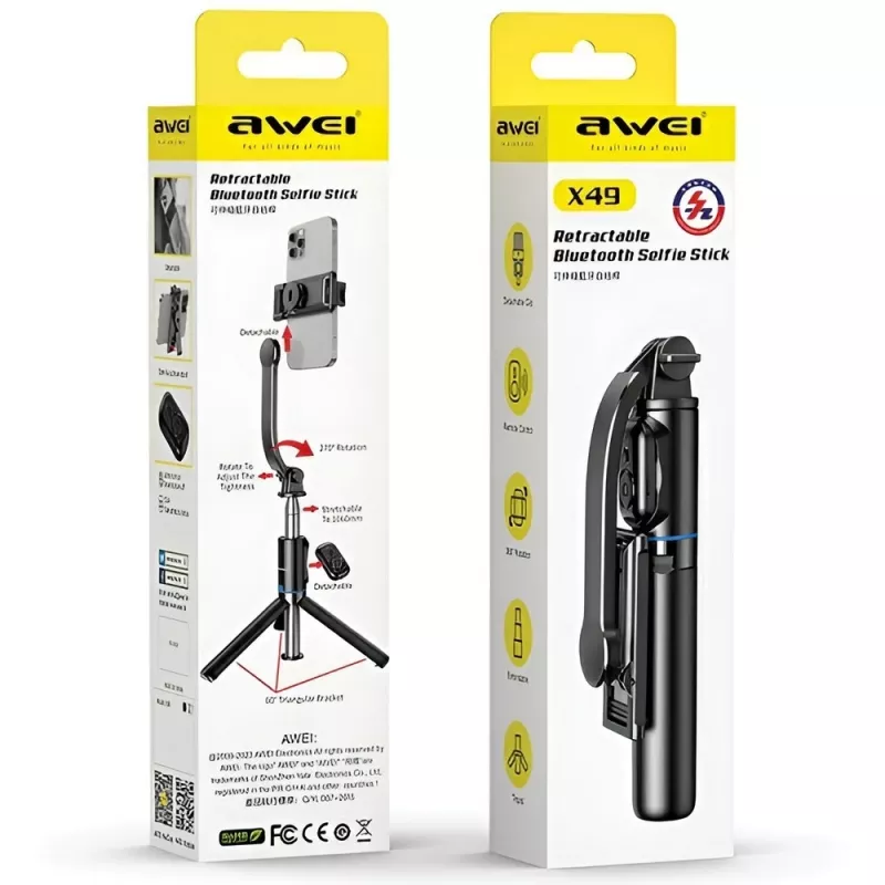 Awei Selfie Stick X49 Melns/Melns