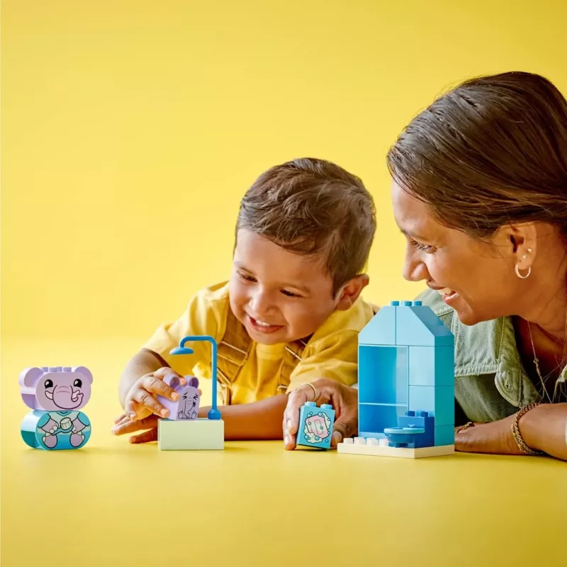 LEGO DUPLO Vannas laika komplekts 10413 — peldēšanās tematikas rotaļu komplekts mazuļiem, 15 gab., ieteicamais vecums 1,5+