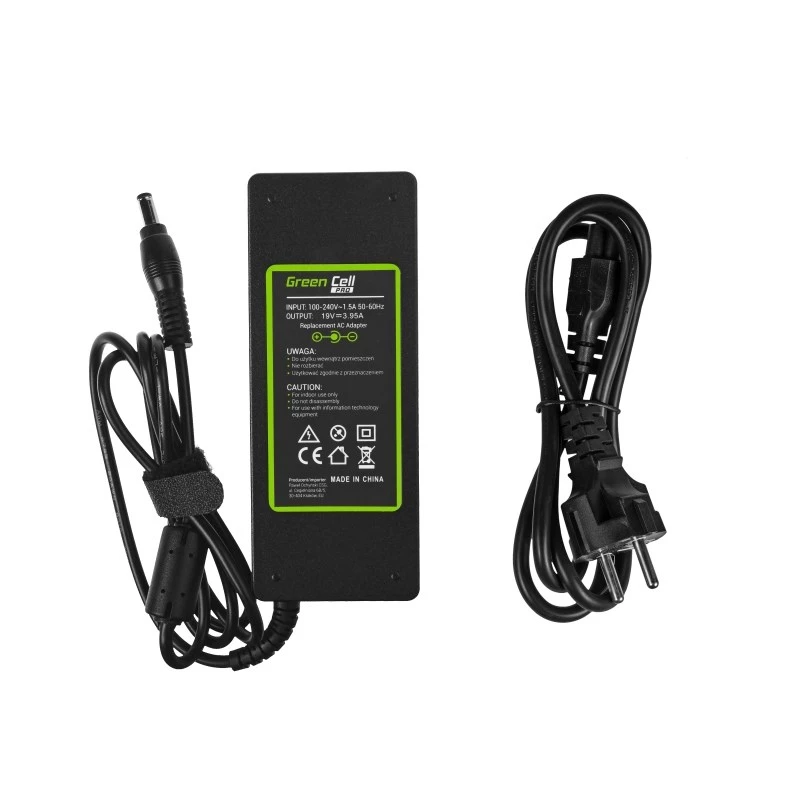 Strāvas adapteris zaļa Cell AD26AP 75W 19V maiņstrāvas-līdzstrāvas iekštelpu klēpjdatora lādētājs, melns