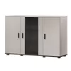 Kumode Cama Meble SOHO 120×41×80 cm – kašmira krāsas fasādes, melns rāmis