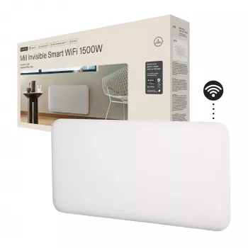 Mill Invisible Smart WiFi sildītājs | PA1500WIFI4 | Paneļu sildītājs | 1500 W | Piemērots telpām līdz 18-22 m² | Balts | IPX4