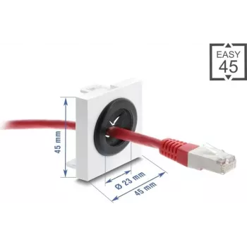Kabeļu caurejas ieliktnis DELOCK Easy 91075, 23 mm diametrs, galda/skapja kabeļu caureja