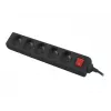Lanberg Cable Power Strip, 5X French Outlets with Switch, Quality-Grade Copper, 1.5 m | PS1-05E-0150-BK