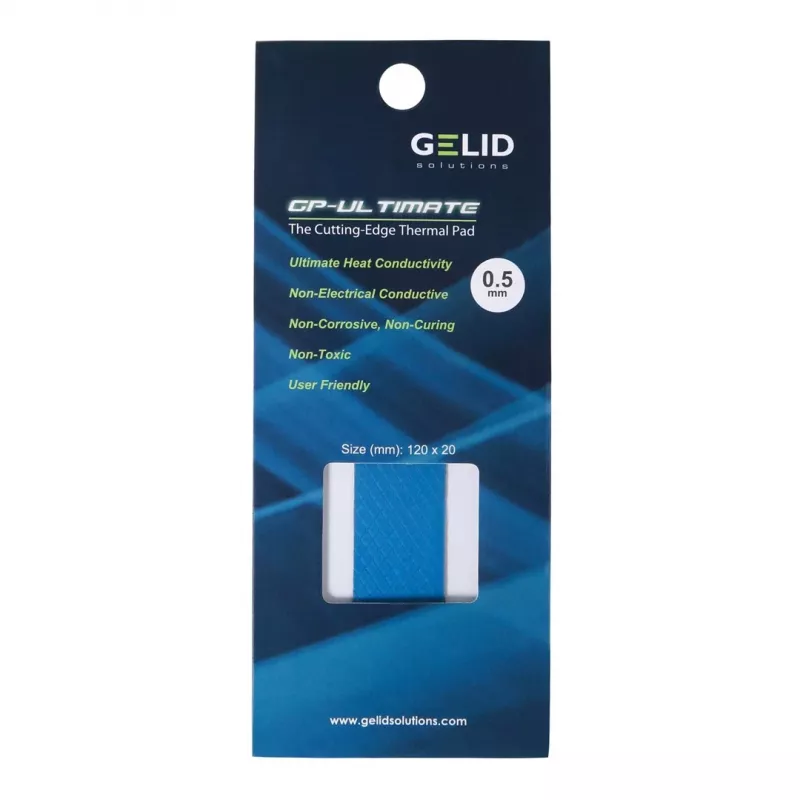 Termo paliktnis Gelid Solutions TP-GP04-R-C Blīvums 3.2 g/cm³ Platums 120 mm Dziļums 20 mm Augstums 1.5 mm