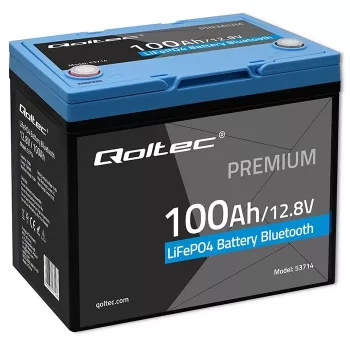 LiFePO4 akumulators QOLTEC 12.8V 100Ah ar Bluetooth — 12,8 V 100 Ah