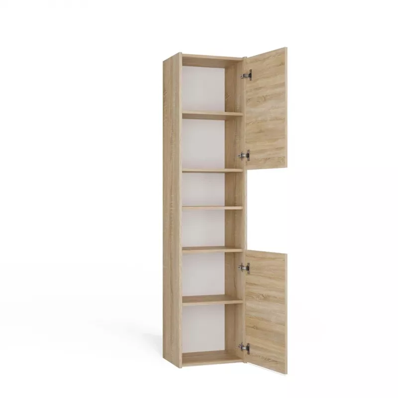Vannas istabas uzglabāšanas skapis top e shop S40 SONOMA — Ozola rāmis, brīvstāvošs, 6 plaukti, 400×300×1700 mm