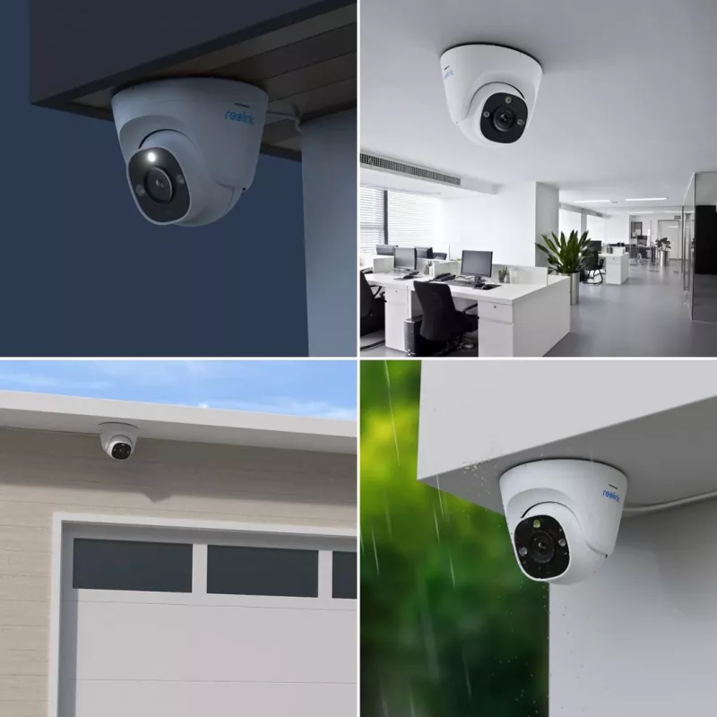 IP drošības kamera Reolink P344 Dome — 12 MP (4512×2512), 4 mm objektīvs, PoE/DC, IP67, 30 m IR, balts tornītis, 100°×50° skata leņķi