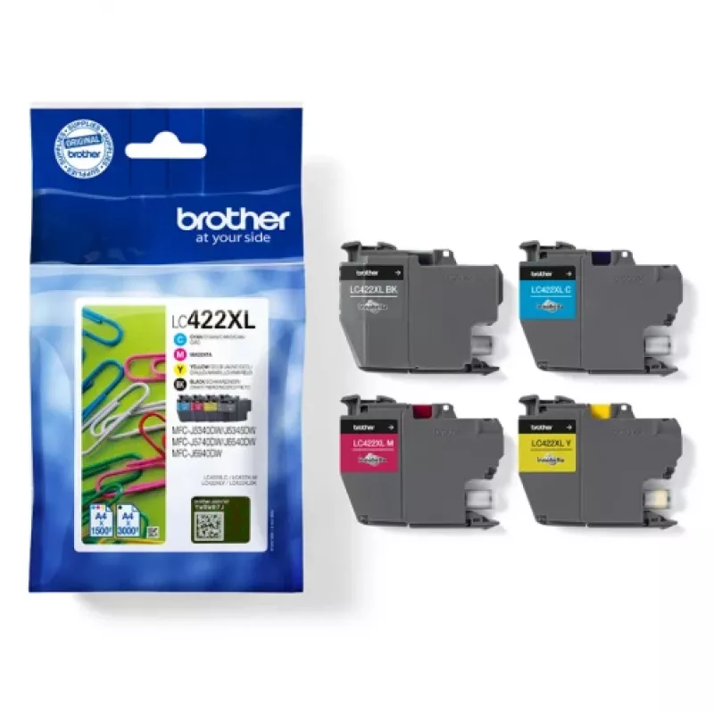 Brother LC422XLVALDR tintes kasetne 4 gb. Oriģināla Augsta (XL) ražība Melna, Ciāna, Fuksīna, Dzeltena