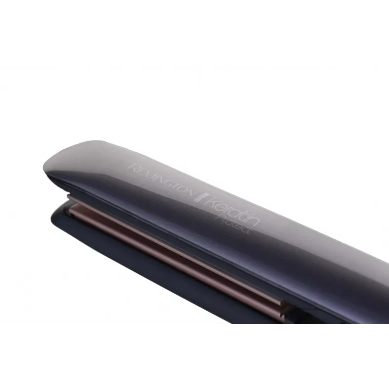 Taisnotājs Remington S8598 Warm Melns pelēka — keramikas plāksnes 11 cm, 5 siltuma līmeņi, 160–230 °C, 3 m vads, pārnēsāšanas maciņš