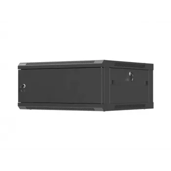 Pie sienas montējams 19 collu tīkla skapis LANBERG 4U 600×600 mm, melns