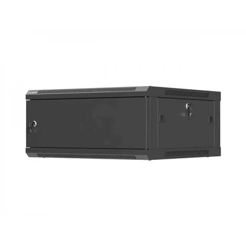 Pie sienas montējams 19 collu tīkla skapis LANBERG 4U 600×600 mm, melns