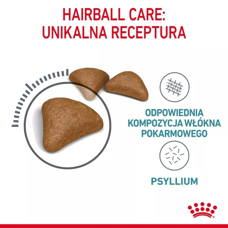 Sausā kaķu barība Royal Canin Hairball Care pieaugušiem kaķiem 2 kg — vista, 34% olbaltumvielu, 15% tauku