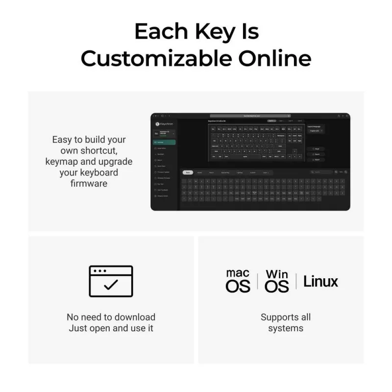Mehāniskā tastatūra Keychron V3 Ultra 8K — QWERTY, Bluetooth un vadu, RGB, melna