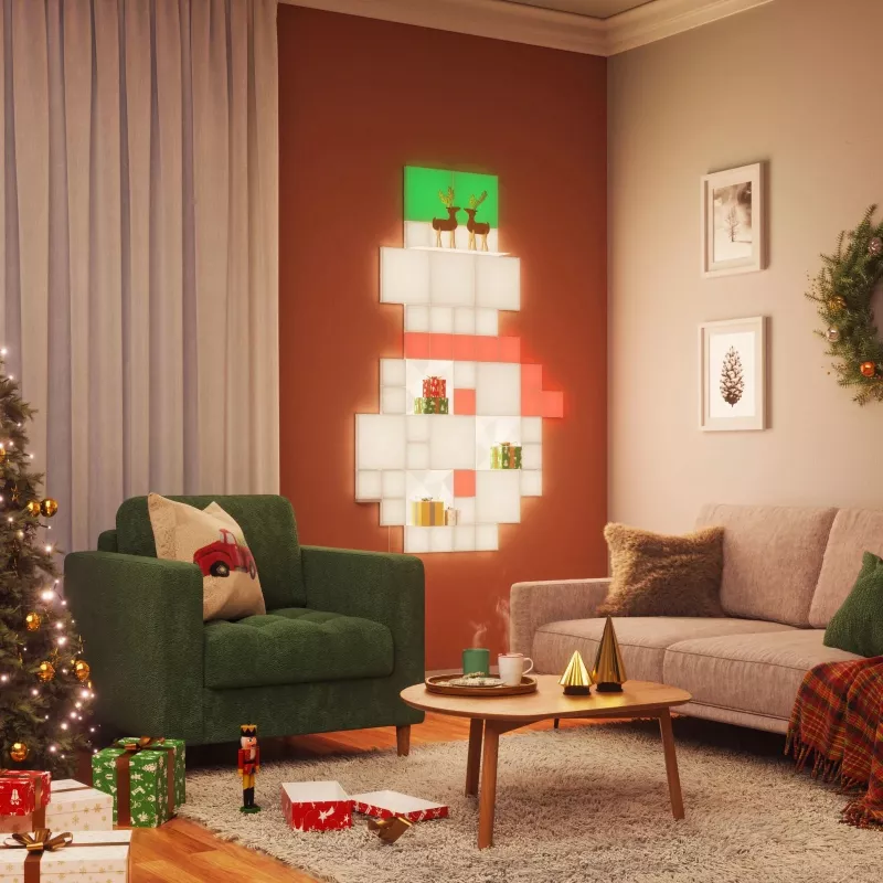 LED paneļu gaisma Nanoleaf N8100K02-6BS — kvadrātveida RGB, 6 gab., maiņstrāva 100–240 V, stiprinājums pie sienas