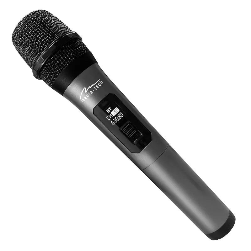 Karaoke mikrofons MEDIA-TECH MT398 bezvadu, USB-C, baterija, 20 m diapazons, melns