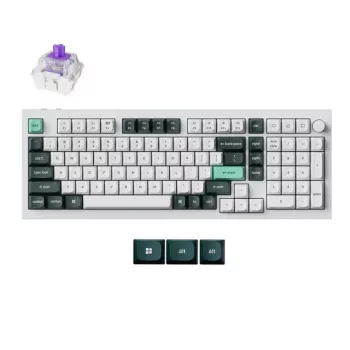 Mehāniskā bezvadu tastatūra Keychron Q5 RGB balta korpusa, maināmu slēdžu izkārtojums, kompakts 75% formas faktors