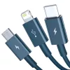 USB kabelis 3in1 Baseus Superior Series, USB uz micro USB / USB-C / Lightning, 3.5A, 1.5m (zils)