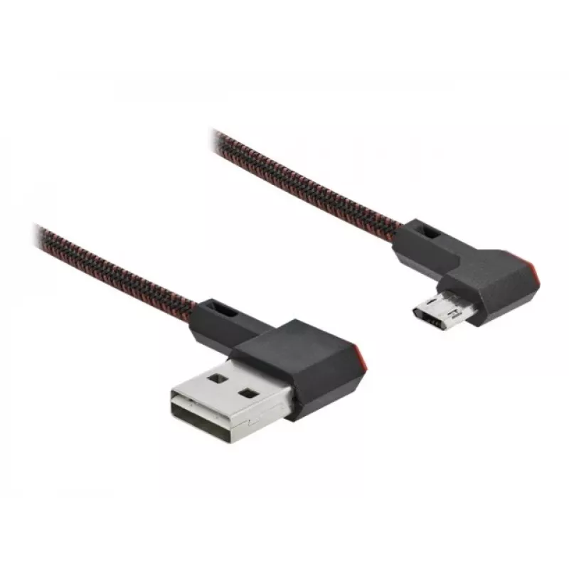 USB kabelis DeLOCK EASY-USB 2.0 Type-A vīrieša uz Micro-B vīrieša leņķa 0,2 m melns