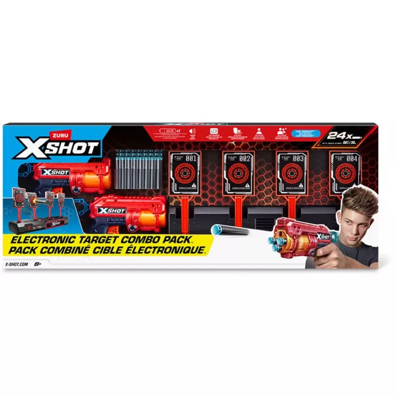 XSHOT Interaktīvais mērķis & Fury 4 2-Pack, šautriņu blasters